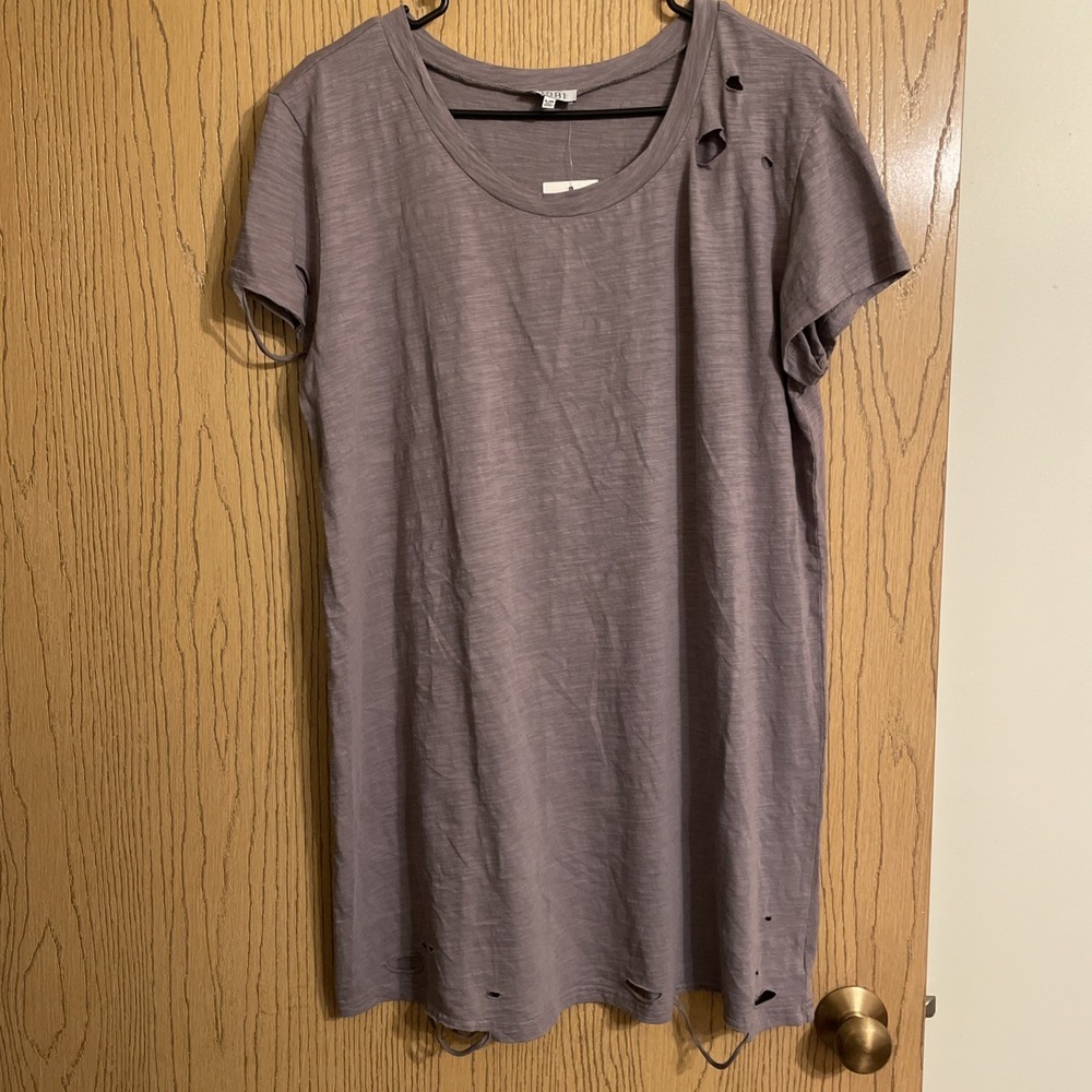 Tobi Women's Distressed T-Shirt Dress Gray Size Large | Grunge Tee Dress